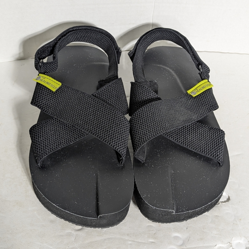 The Healing Sole Women's Size 9 Therapeutic Sandals Hook & Loop Strap Black